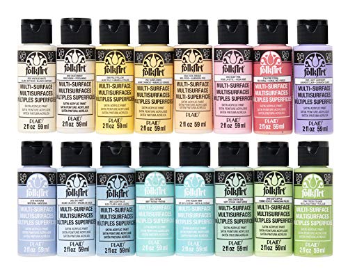 Pastel FolkArt Multi Surface Acrylic Paint Set - 16 Pack