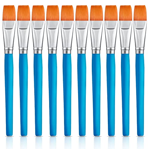 10 Pack Flat Acrylic Painting Brushes (Sky Blue)