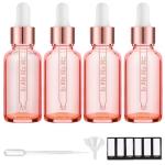 4 Pack 1oz Rose Glass Dropper Bottles