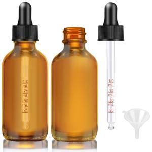 2 oz Amber Glass Dropper Bottles - 2 Pack