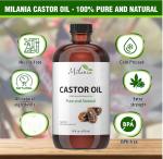 Milania Organic Castor Oil - 16oz Glass Bottle
