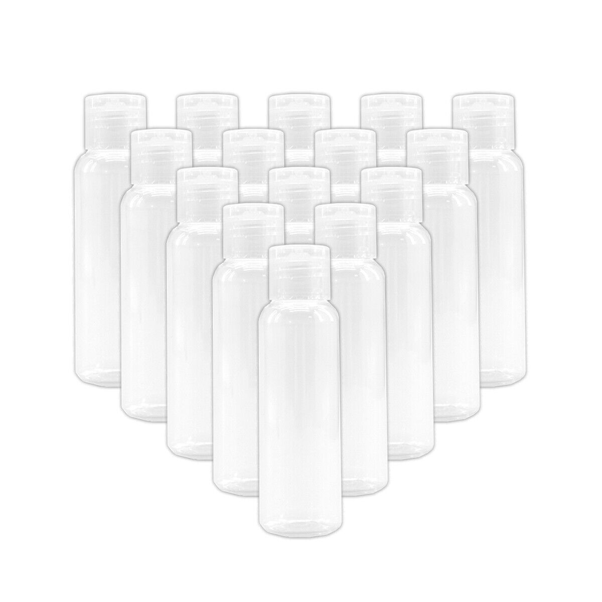 2oz Squeezable PET Plastic Travel Bottles, Flip-Top Caps