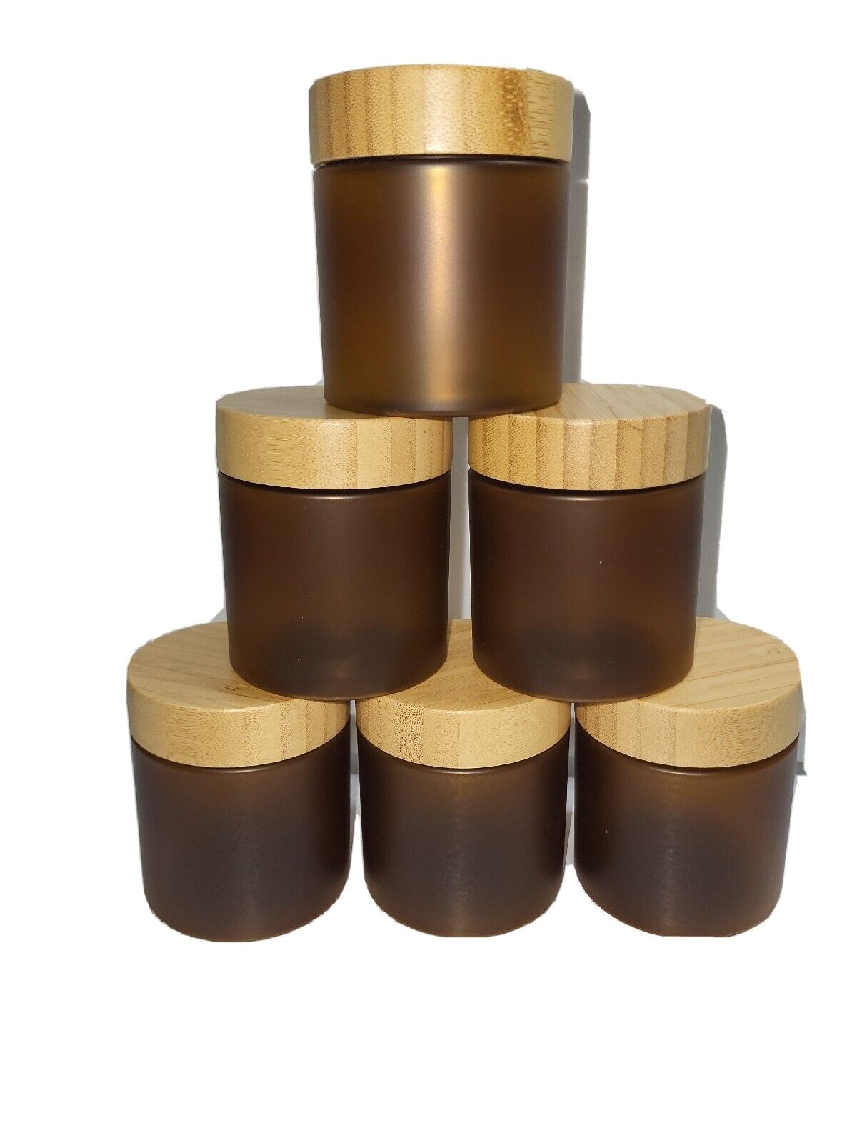 Amber Cosmetic Jars with Bamboo Lid