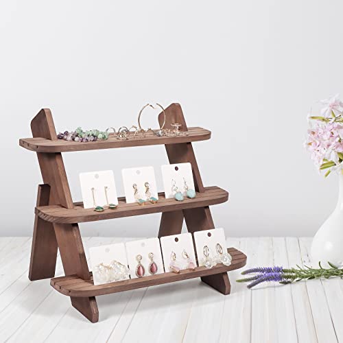 3 Tier Wooden Earring & Ring Holder Display Stand