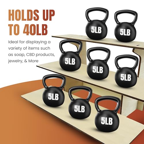 3-Tier Straight Wooden Retail Table Display Stand Portable