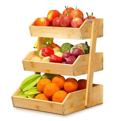 Bamboo Fruit Basket 3 Tier-High Quality, Multi-Purpose