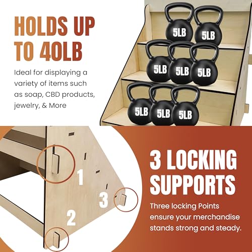Wooden Portable 3 Step Riser Soap Display Stand