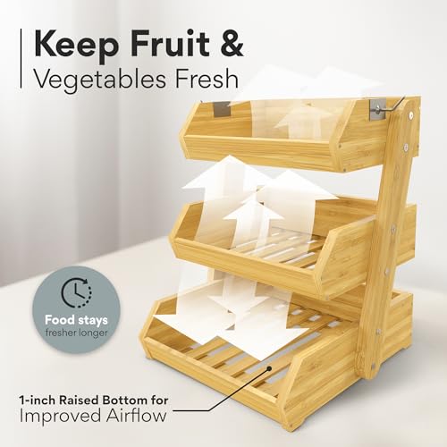 Bamboo Fruit Basket 3 Tier-High Quality, Multi-Purpose