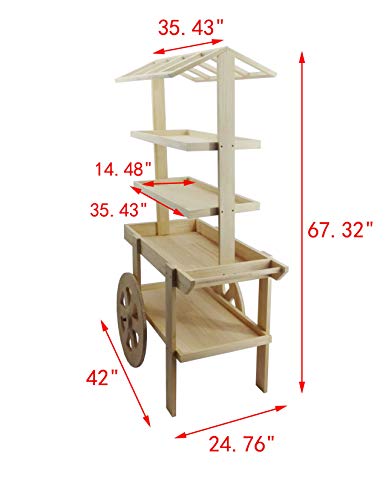 Handmade Flower Cart with Awning - 42" Long