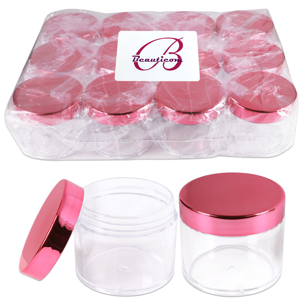Clear Acrylic Jars with Rose Lid - 2oz