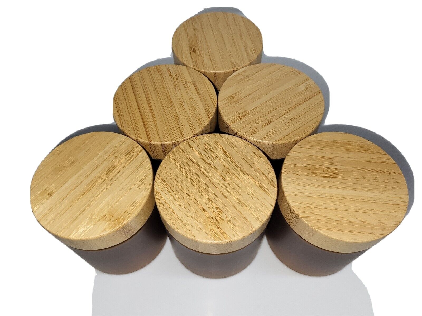 Amber Cosmetic Jars with Bamboo Lid