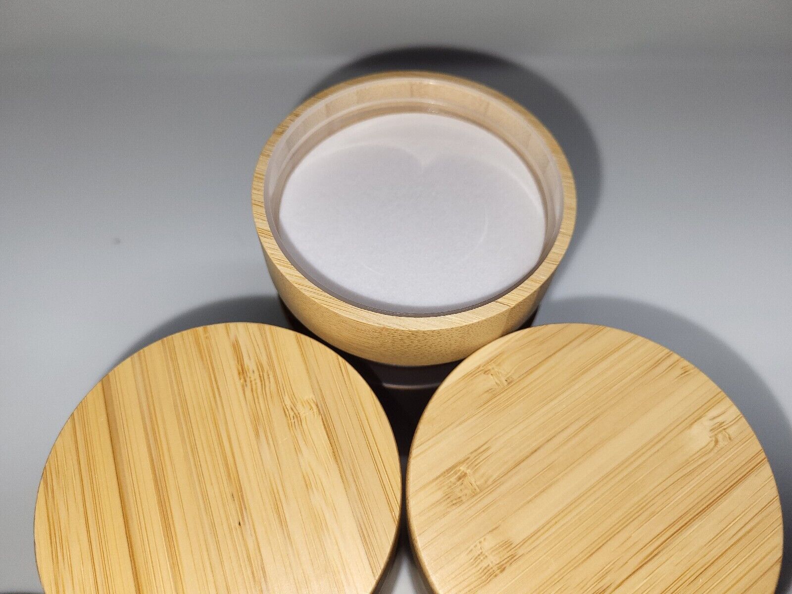 Amber Cosmetic Jars with Bamboo Lid