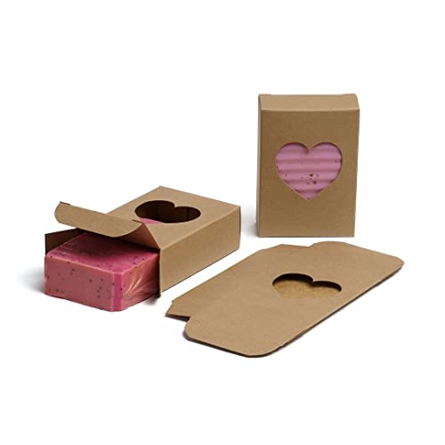 50 Kraft Heart Window Soap Boxes - Soap Making Supplies
