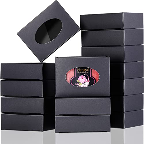 60 Pack Kraft Soap Packaging Boxes with Window, Oval