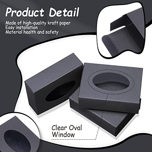 60 Pack Kraft Soap Packaging Boxes with Window, Oval