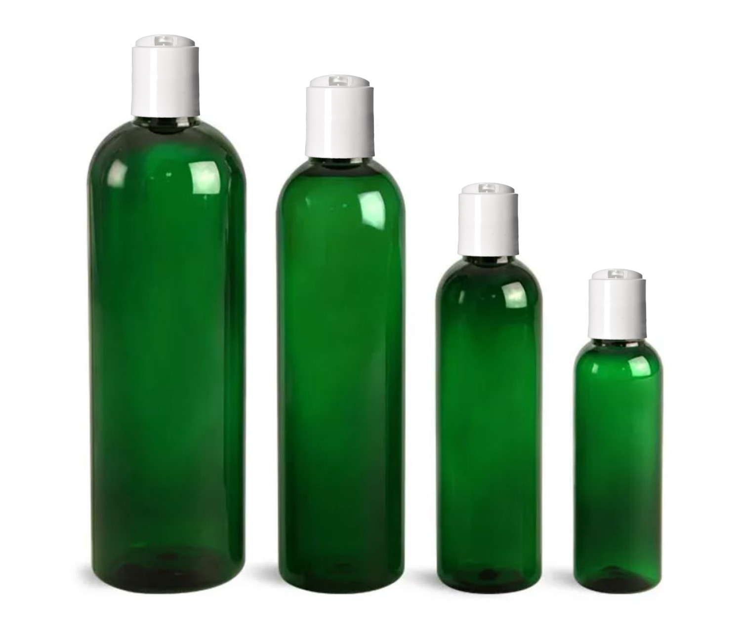 Cosmo Round Plastic Bottles with White Disc Cap