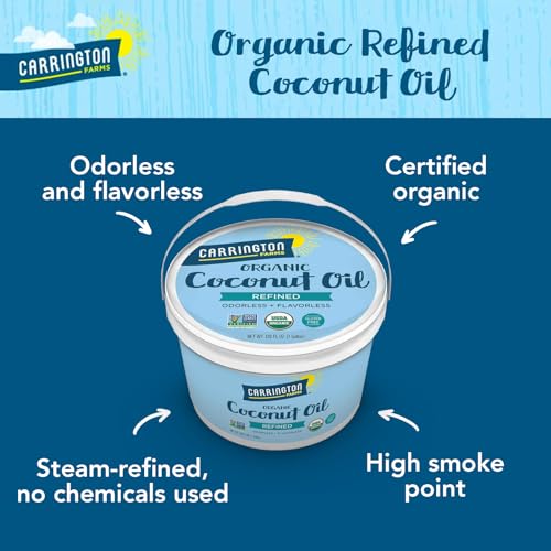 Carrington Farms Organic Refined Coconut Oil, Non-GMO, 1 Gallon