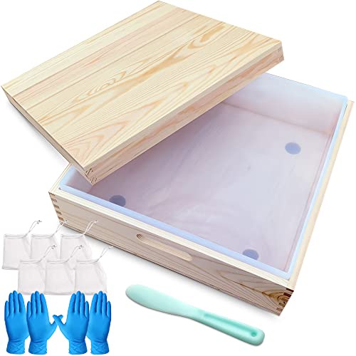 Large Square Silicone Soap Mold with Wood Accessories