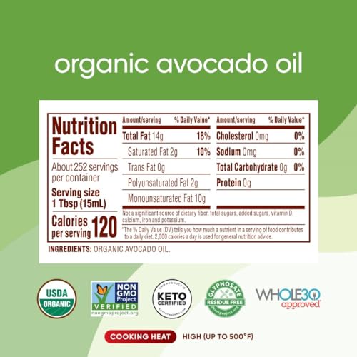Organic Avocado Oil, 100% Pure, 1 Gallon, USDA Organic