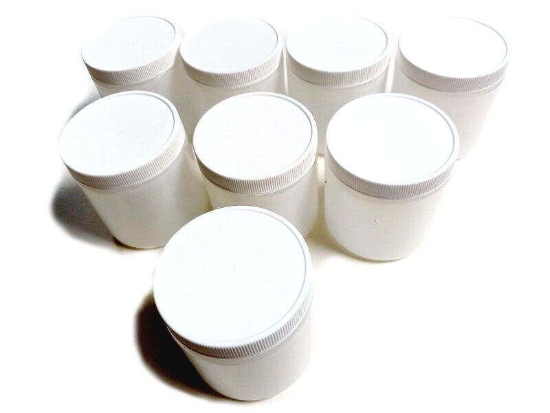 Lot of 8 Natural HDPE 8 oz Cosmetics Jars