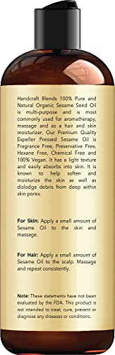 Organic Sesame Oil 8 oz - Pure, Natural, Therapeutic Grade