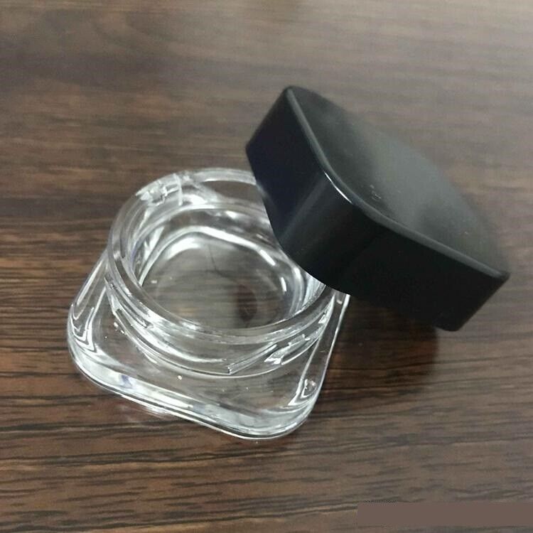 2 Pack Thick Glass Cube Storage Jars