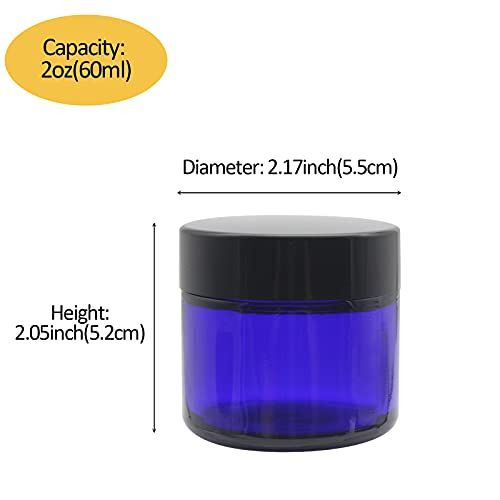 24 Pack Blue Glass Cosmetic Jars with Liners