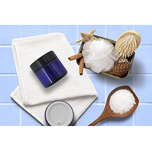 24 Pack Blue Glass Cosmetic Jars with Liners