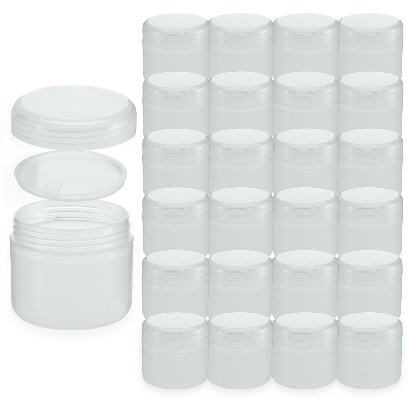 24 Pack White Translucent Cream Jars with Lids