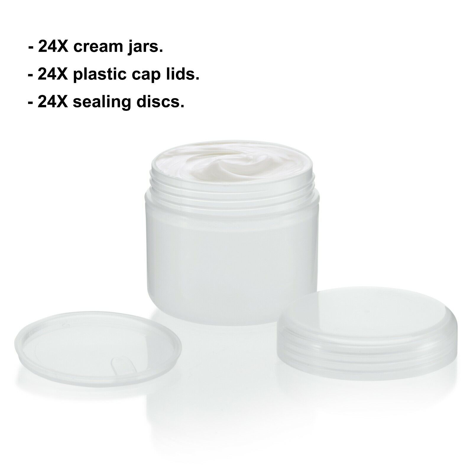 24 Pack White Translucent Cream Jars with Lids