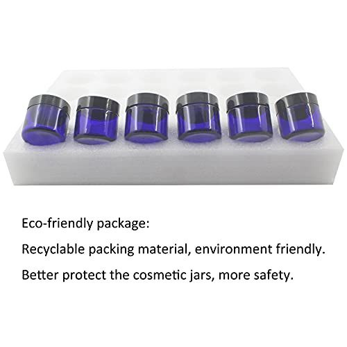 24 Pack Blue Glass Cosmetic Jars with Liners