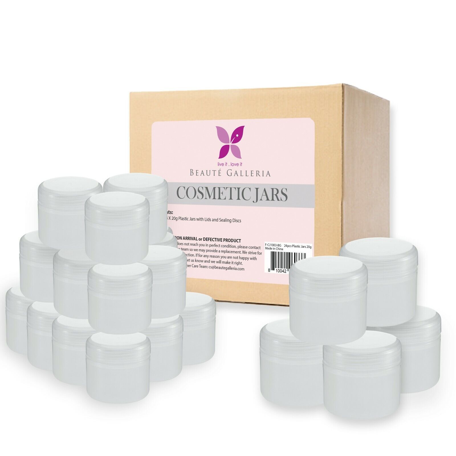 24 Pack White Translucent Cream Jars with Lids