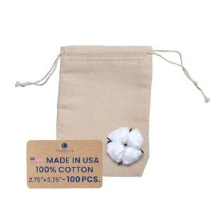 Cotton Muslin Bags - 2.75x4 Inch, 100 Count