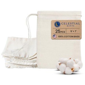 Cotton Muslin Bags - 12x17cm, 25 Pack