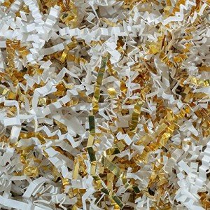 White & Gold Crinkle Cut Paper Shred Filler
