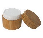 2 Refillable Bamboo Cosmetic Jars for Creams