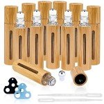 12-Piece Bamboo Roll-On Bottles for Essential Oils