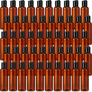 50 Pack Amber Travel Squeeze Bottles with Caps