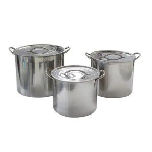 Stainless Steel Stock Pot Set with Lids - 3 Piece