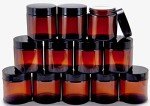 Amber 4 oz Round Glass Jars with Lids