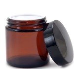 Amber 4 oz Round Glass Jars with Lids