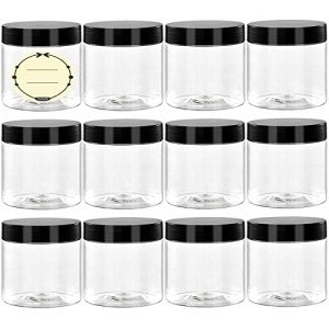 12-Pack Clear Plastic Jars for Handmade Cosmetics
