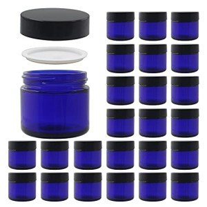 24 Pack Round Blue Glass Jars with Lids