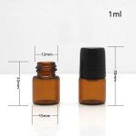 50 Pack Amber Glass Roller Bottles with Caps