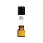 50 Pack Amber Glass Roller Bottles with Caps
