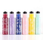 Set of 6 Flower Design Glass Roller Bottles