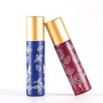 Set of 6 Flower Design Glass Roller Bottles
