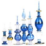 Blue Egyptian Perfume Bottle Set of 6