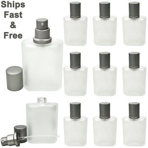 Frosted Glass Perfume Spray Bottle with Silver Lid