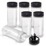 Clear Spice Jars 6 Pack with Shaker Lids